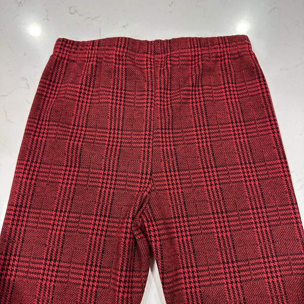 Art Class Girls Red Black Plaid Leggings Size M 7/8 Glen Check Stretch Pants